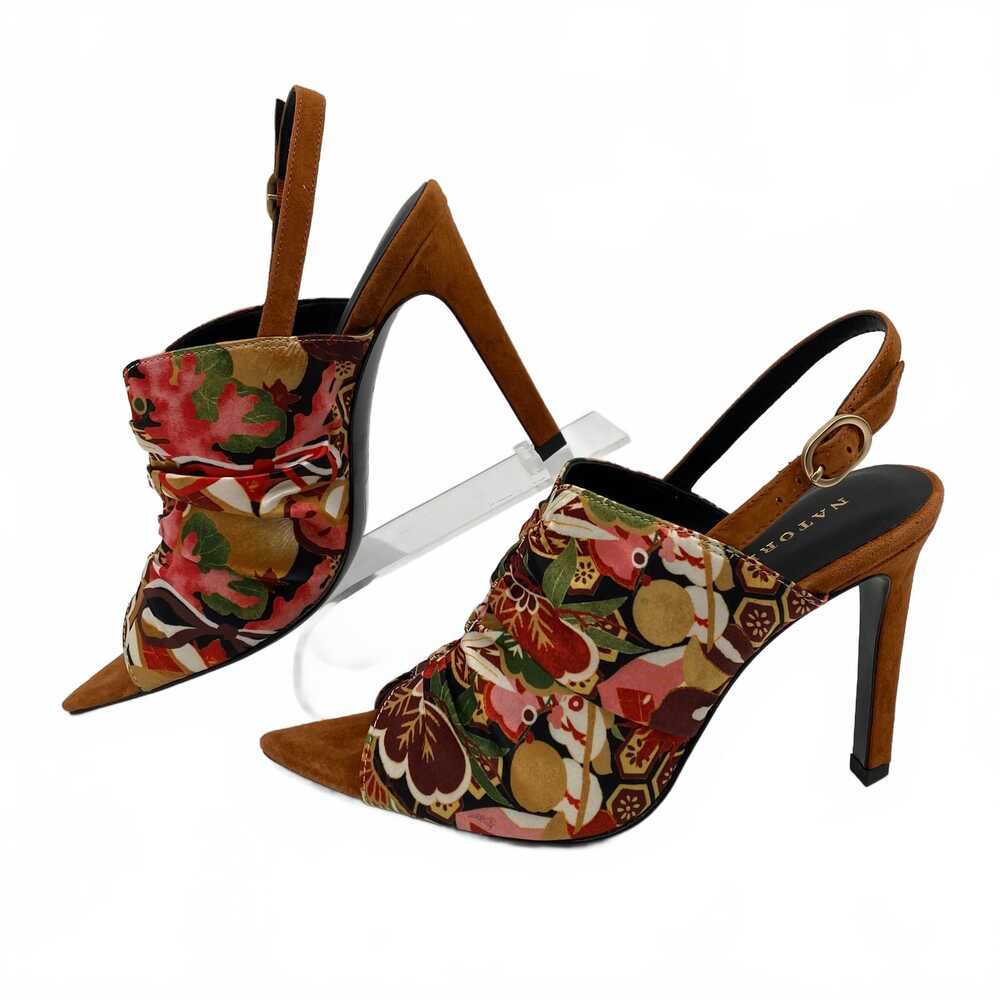 Natori Brown Red Slingback Peep Toe Heels | Women’s Size 7 - Picture 2 of 9